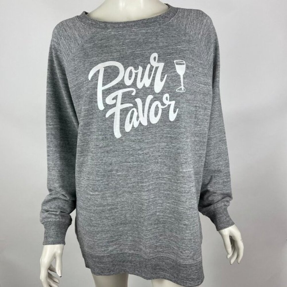 WILDFOX Pour Favor Graphic Sweatshirt Long Sleeve Scoop neck Pullover Women L
